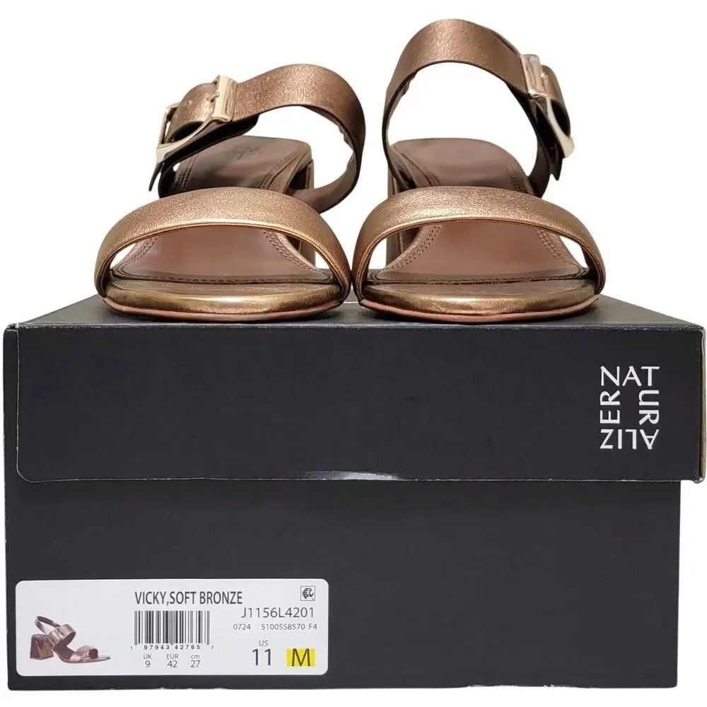 Naturalizer Women Vicky Block Heel Slingback Sandals Size US 11M Soft Bronze